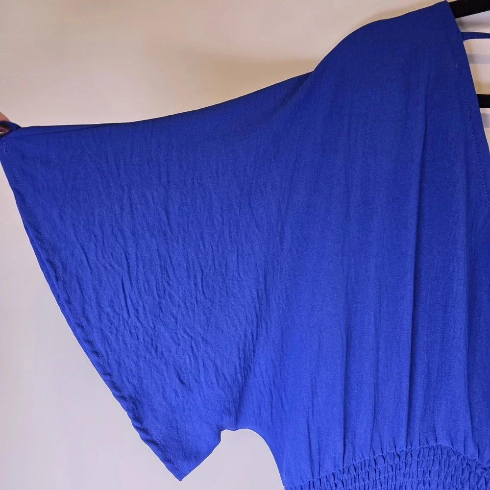 ODDY‎ Royal Blue Maxi Dress 1XL Plus Size Empire Waist Flowy Beach Resort NWT